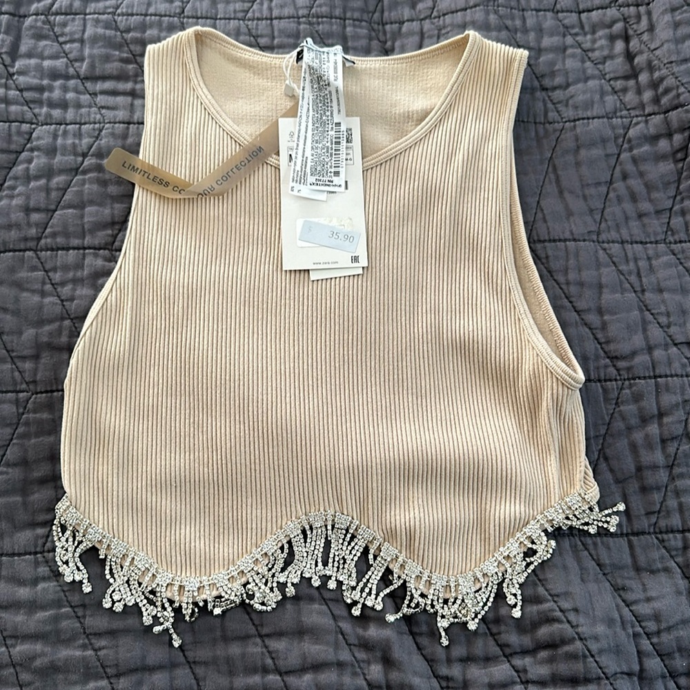 NWT Zara Seamless Rhinestone Top